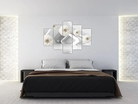 Tablou abstract cu flori albe (150x105 cm)