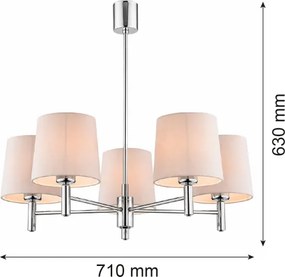 Brilagi - Lustru cu tijă MONTE 5xE27/15W/230V bej/crom lucios