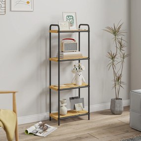 HOMCOM Etajeră baie etajeră de depozitare 4 niveluri îngustă autoportantă bambus 1,5 x 21,5 x 106 cm aspect lemn natural | Aosom Romania