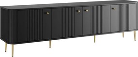 Comodă TV Vesper 4D 187 cm - negru / picioare aurii