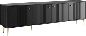 Dulap TV Vesper 4D 187 cm - negru / picioare aurii