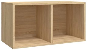800120 vidaXL Cutie de depozitare viniluri, stejar sonoma, 71x34x36 cm, lemn