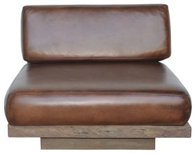 Modul canapea 90 cm, maro, din piele naturala, Oxford