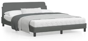 373206 vidaXL Cadru de pat cu tăblie, gri închis, 160x200 cm, textil