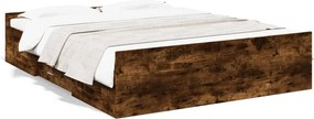 vidaXL Cadru pat cu sertare stejar fumuriu 140x200 cm lemn prelucrat