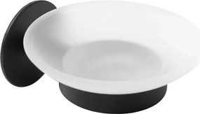 Savoniera Rea design rotund si finisaj negru - sticla mata