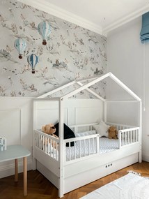 Pat copii Dream Nest Snow House alb 80x160 cm