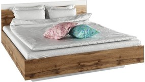 Pat dublu, 180x200, stejar wotan/alb, GABRIELA