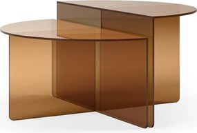 Măsuțe de cafea maro 2 buc. rotunde din sticlă ø 80 cm Velta – MOME