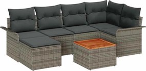 vidaXL Set de canapele pentru grădină 7 pcs Gri poliratan