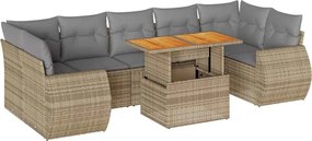 vidaXL Set canapele de grădină, 8 piese, cu perne, bej, poliratan