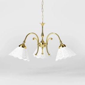 Candelabru 3 brate din alama si abajur ceramic Zefira