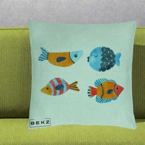 Perna Decorativa Pesti Acuarela, 40x40 cm, Verde Menta, Husa Detasabila, Perna Inclusa, BEKZ®