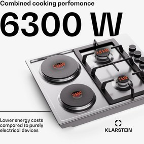 Klarstein MultiChef 4 Hot Plate, plită electrică și pe gaz, 4 zone de gătit, 2 arzătoare, 2 plite electrice
