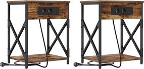 vidaXL Dulap de noapte 2 pcs Stejar fumuriu 41 x 31 x 51 cm