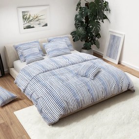 Lenjerie de pat din bumbac BLUE STRIPE alba Dimensiune lenjerie de pat: 80 x 80 cm | 140 x 200 cm