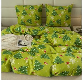Lenjerie de pat din microfibra flanel CHRISTMAS TREE verde Dimensiune lenjerie de pat: 70 x 90 cm | 140 x 200 cm