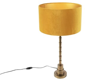 Lampă de masă Art Deco cu nuanță de catifea galben 35 cm - Pisos