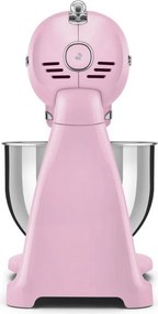 Mixer planetar SMEG SMF03PKEU, 800 W, 4,8 l, 10 viteze, Functie de pornire treptata, Roz