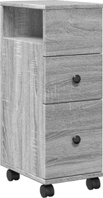 vidaXL Dulap de baie îngust cu roți, sonoma gri, lemn prelucrat