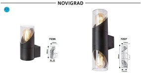 Aplica cu 2 surse de iluminat pentru iluminat exterior design modern IP54 Novigrad negru