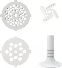 Masina de tocat carne Kinghoff KH 1874, Lame din otel inoxidabil, Macinare fina / grosiera, Accesorii, Alb/Gri