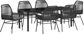 vidaXL Set de masă pentru grădină cu pernă 7 pcs Negru poliratan