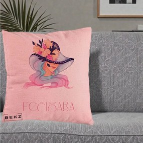 Perna Personalizata Zodie Fecioara, 40x40 cm, Roz, Husa Detasabila, Perna Inclusa, BEKZ®