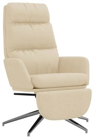 3097526 vidaXL Scaun de relaxare cu taburet, crem, material textil