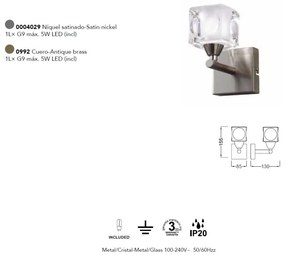 Aplica de perete design modern CUADRAX 1L nickel