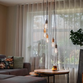 Lampă suspendată industrială neagră cu beton rotund cu 5 lumini - Pedra