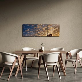 Tablou - Palmieri între nori (cu ceas) (90x30 cm)