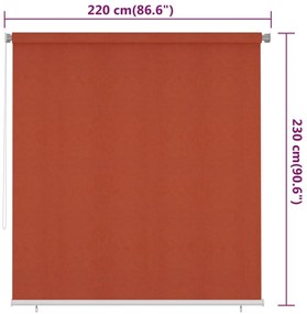 Jaluzea tip rulou de exterior, caramiziu, 220x230 cm, HDPE Terracota, 220 x 230 cm