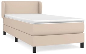 Pat box spring cu saltea, cappuccino, 100x200cm piele ecologica Cappuccino, 100 x 200 cm, Design simplu