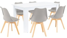 Set de masă Zara 6+1 gri-alb