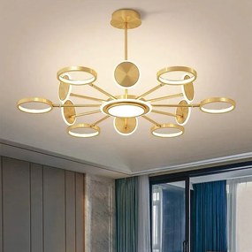 Lustra LED Cu Telecomanda, 3 Tipuri De Lumina, Intensitate Reglabila, 143W, Auriu