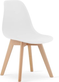 Set de masa 1 + 4, masa RAMOD 100x60 cm alb/decor stejar + scaun alb KITO