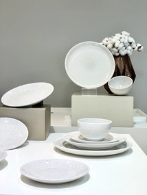 Farfurie Mare NOVA - 26cm: Alb  Gri cu Picatele Visiniu Inchis