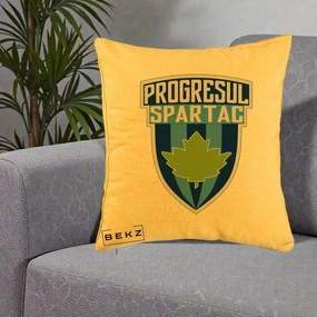 Perna Personalizata Progresul Spartac Fotbal, 40x40 cm, Galben, Husa Detasabila, Perna Inclusa, BEKZ®