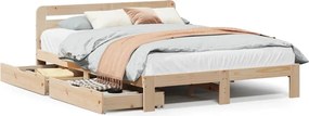 vidaXL Cadru de pat fără saltea, 140x200 cm, lemn masiv pin