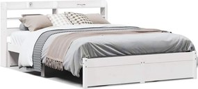 vidaXL Cadru de pat cu tăblie, alb, 150x200 cm lemn masiv pin