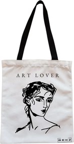 Sacosa de Panza pentru Cumparaturi, Geanta Tote, model Art Lover, Cu fermoar, 38x34.5 cm, Alba, BEKZ®