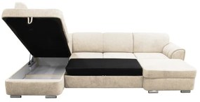 Colțar extensibil SERPA în formă de U, cu spațiu de depozitare, stânga, bej