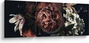 Tablou - Flori întunecate (cu ceas) (90x30 cm)