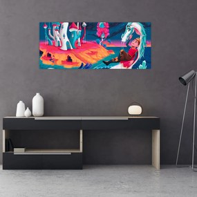 Tablou - Prinț și prințesa cu dragon (120x50 cm)