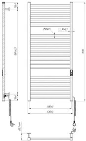 Radiator de baie tip scară HF DERBY, 255 W/230 V, 117 x 53 cm, negru