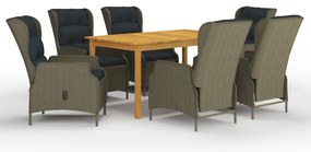 vidaXL Set mobilier de grădină, 7 piese, maro