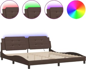 vidaXL Cadru de pat cu LED fără saltea, Zadar, maro, 200x200 cm