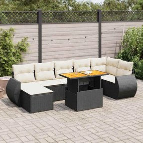 3327290 vidaXL Set mobilier de grădină cu perne, 8 piese, negru, poliratan