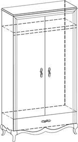Dulap lemn masiv nuc Milan 2 Uși Alb-, 114 × 62,5 × 209,5 cm